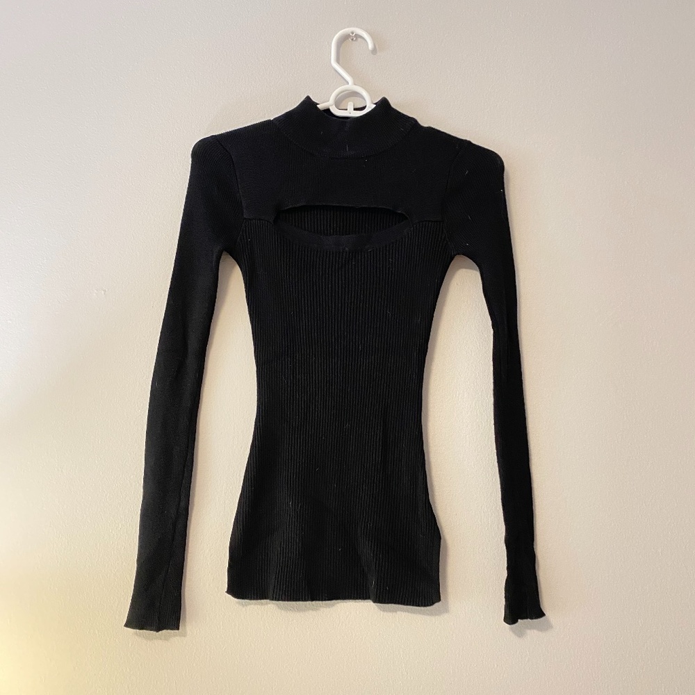Black Cut Out Turtle Neck